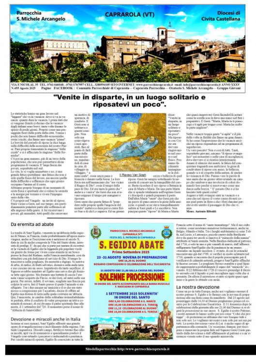 Notiziario parrocchiale Agosto 2025 Notiziario parrocchiale Agosto 2025