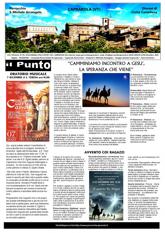 Notiziario parrocchiale Dicembre 2025