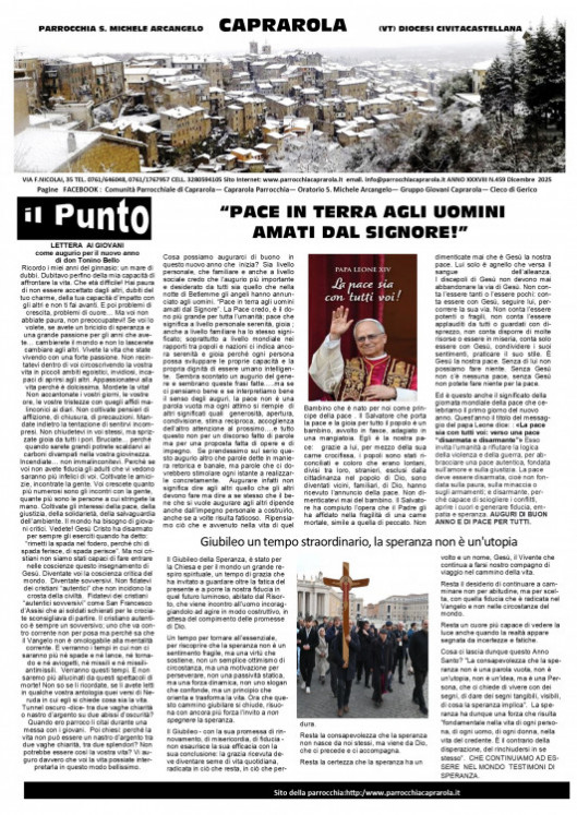 Notiziario parrocchiale Gennaio 2026