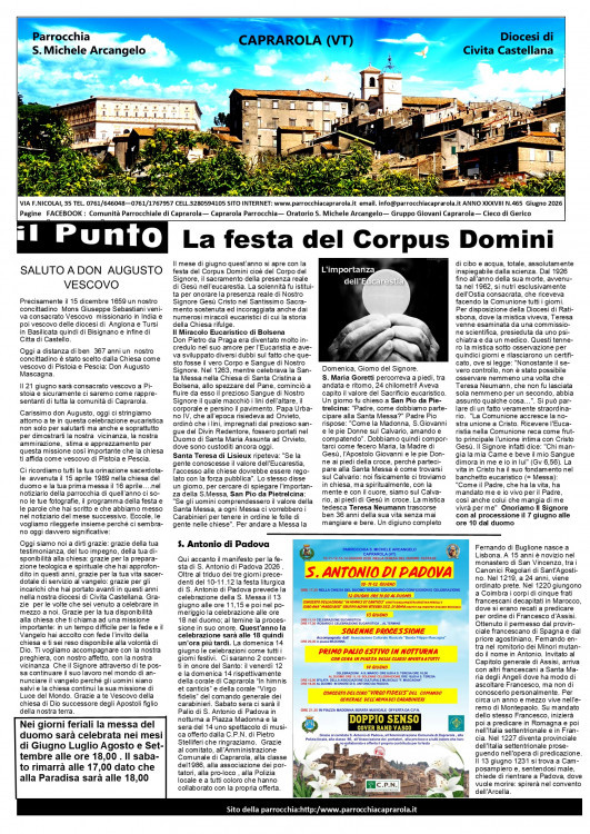 Notiziario parrocchiale Giugno 2026
