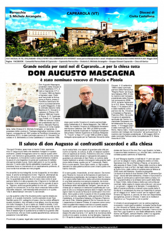 Notiziario parrocchiale Maggio 2026