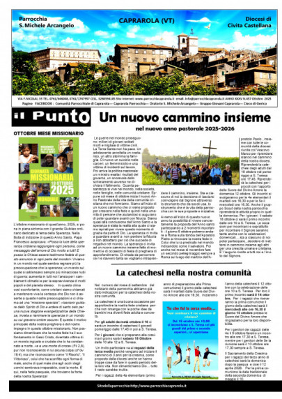 Notiziario parrocchiale Ottobre 2025 Notiziario parrocchiale Ottobre 2025