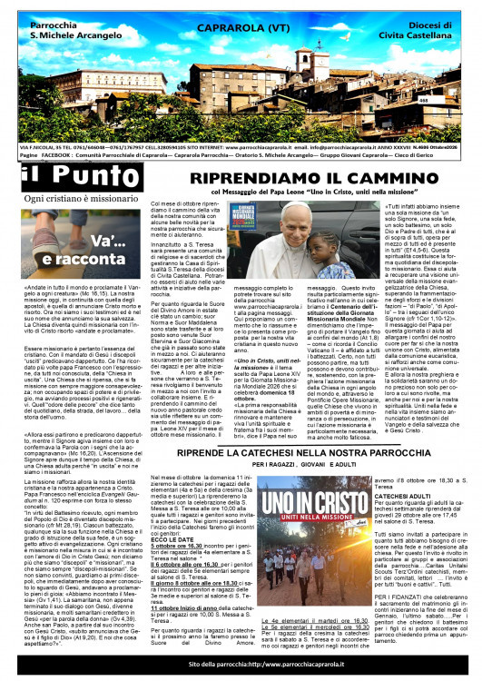 Notiziario parrocchiale  ottobre 2026