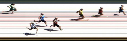 Fotofinish della serie dei 100 metri M60 vinta da Claudio Rapaccioni