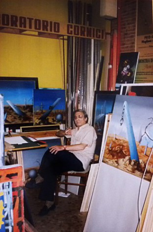 Mario Ramadori in his studio on 58 Papiria Street (Via Papiria 58) in Rome