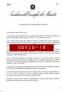 Coronavirus :Dpcm 22 marzo 2020